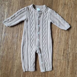 GAP Baby Cable Knit Jumpsuit in Tan